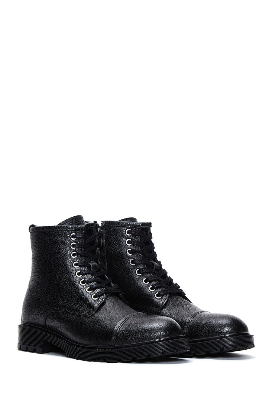 Men's Black Leather Zippered Boots