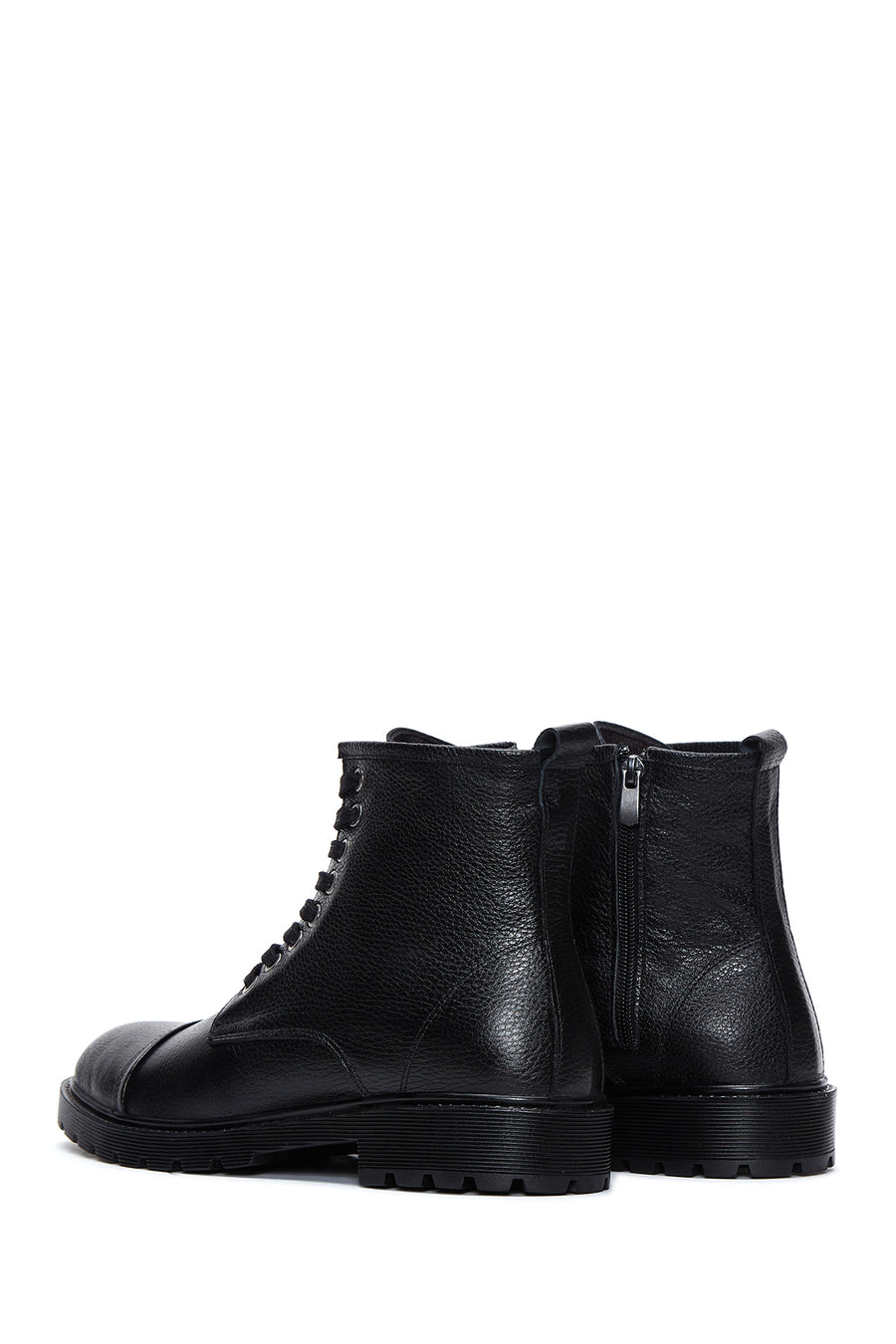 Men's Black Leather Zippered Boots