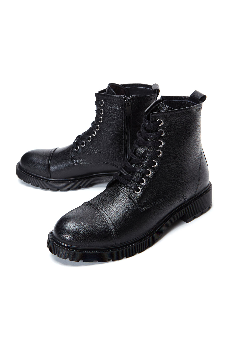 Men's Black Leather Zippered Boots