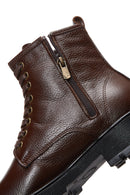 Men's Brown Leather Zippered Boots | Derimod