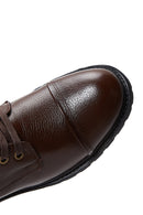 Men's Brown Leather Zippered Boots | Derimod