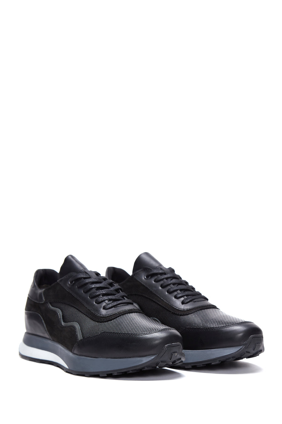 Erkek Siyah Deri Detaylı Sneaker