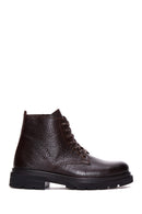 Men's Brown Leather Zippered Boots | Derimod