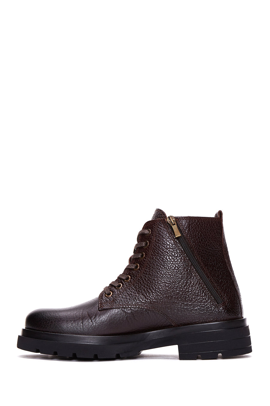 Men's Brown Leather Zippered Boots