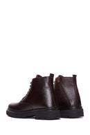 Men's Brown Leather Zippered Boots | Derimod