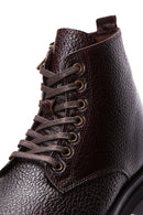 Men's Brown Leather Zippered Boots | Derimod
