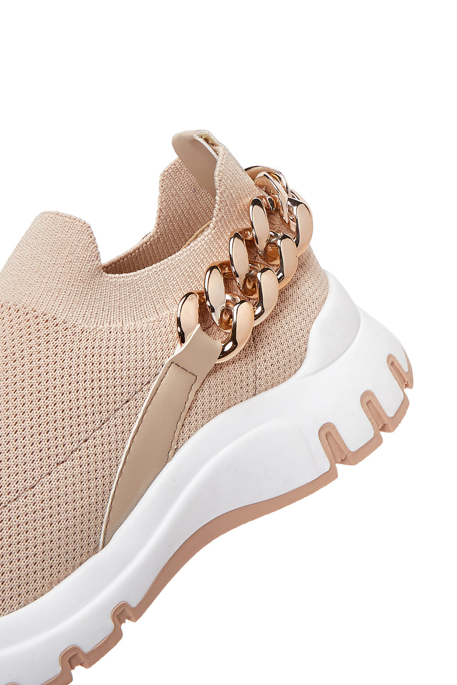 Kadın Bej Kalın Tabanlı Zincirli Sneaker