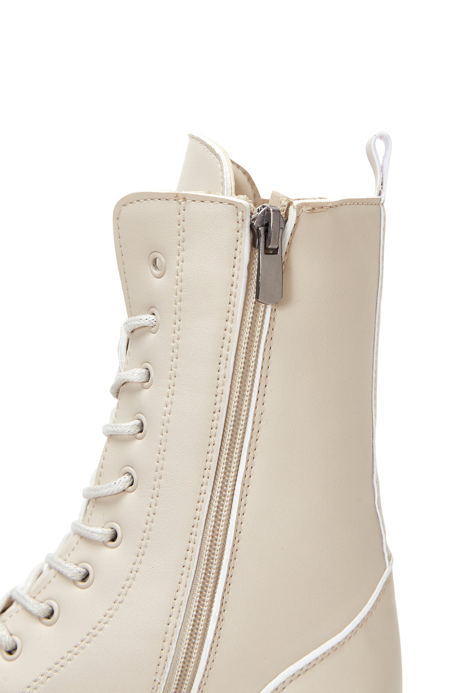 Women's Cream Zippered Boots
