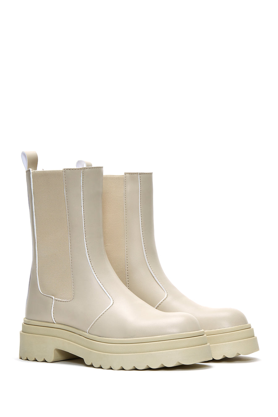 Women's Cream Chelsea Boots