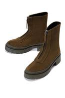 Women's Khaki Suede Leather Boots | Derimod