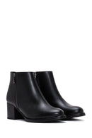 Women's Black Zipper Heeled Classic Boots | Derimod