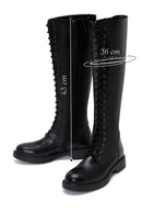 Women's Black Lace-Up Flat Boots | Derimod