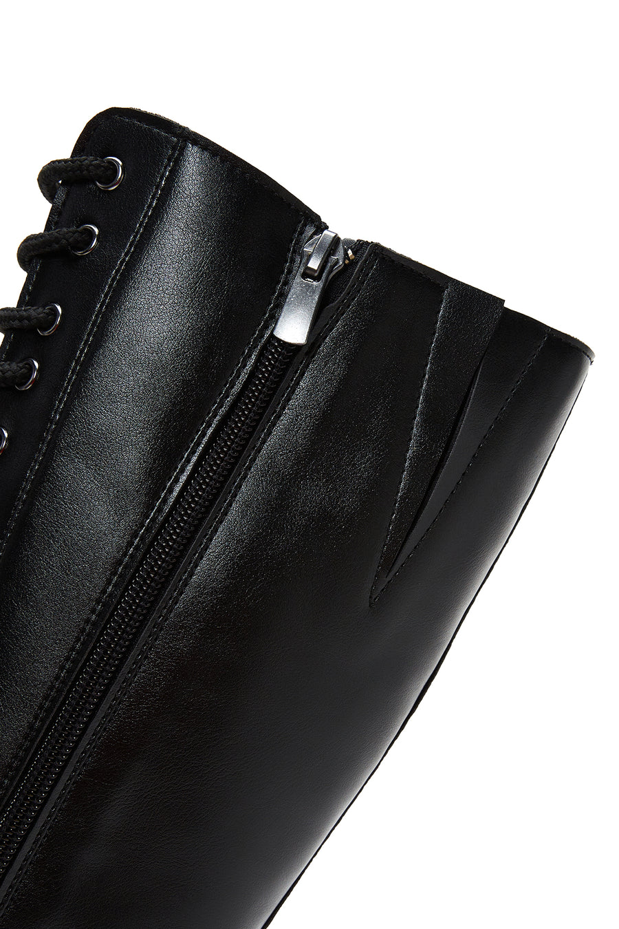 Women's Black Lace-Up Flat Boots