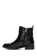 Women's Black Buckle Flat Classic Boots | Derimod