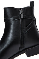 Women's Black Buckle Flat Classic Boots | Derimod