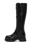 Women's Black Zippered Lace Up Boots | Derimod