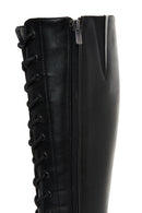 Women's Black Zippered Lace Up Boots | Derimod