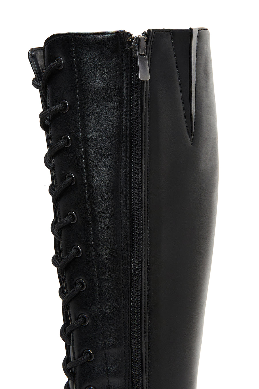 Women's Black Zippered Lace Up Boots