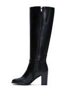Women's Black Zippered Chain Heeled Boots | Derimod