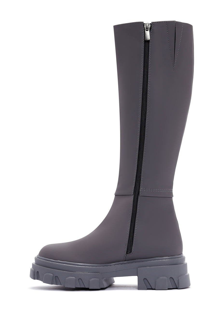 Women's Gray Zippered Thick Soled Boots