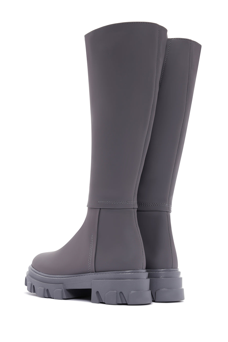 Women's Gray Zippered Thick Soled Boots