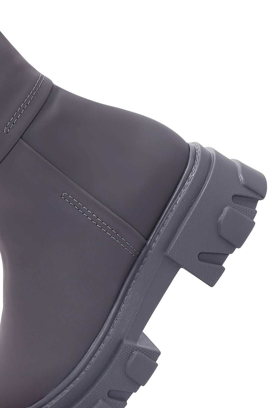 Women's Gray Zippered Thick Soled Boots