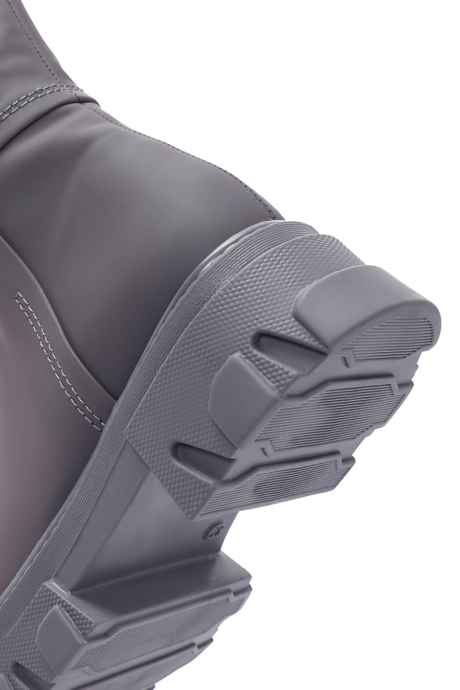 Women's Gray Zippered Thick Soled Boots
