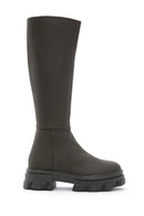 Women's Khaki Zippered Thick Soled Boots | Derimod