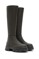 Women's Khaki Zippered Thick Soled Boots | Derimod