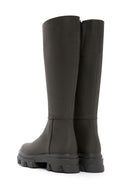 Women's Khaki Zippered Thick Soled Boots | Derimod