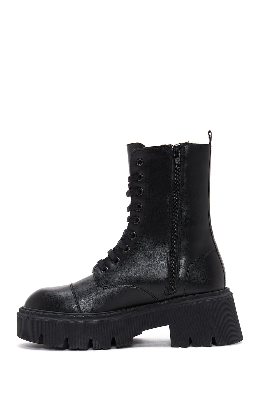 Women's Black Zippered Thick Soled Boots