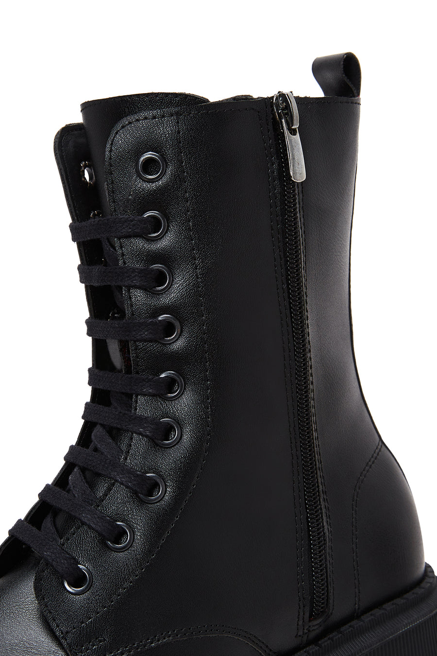 Women's Black Zippered Thick Soled Boots