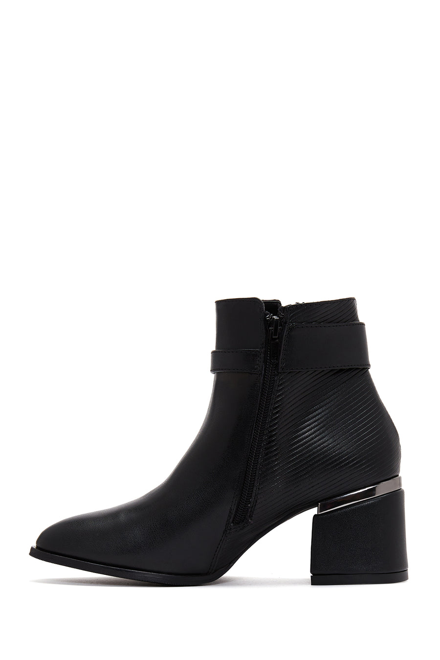 Women's Black Zippered Heeled Boots