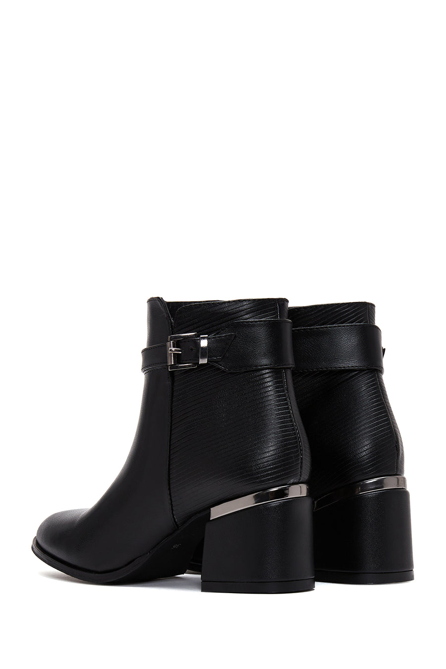 Women's Black Zippered Heeled Boots