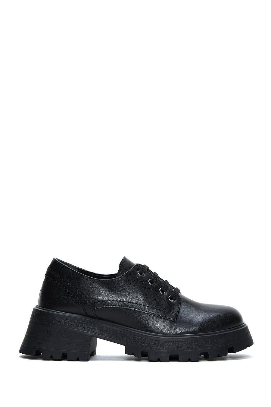 Women's Black Thick Soled Masculine Shoes 22WFE402018 | Derimod
