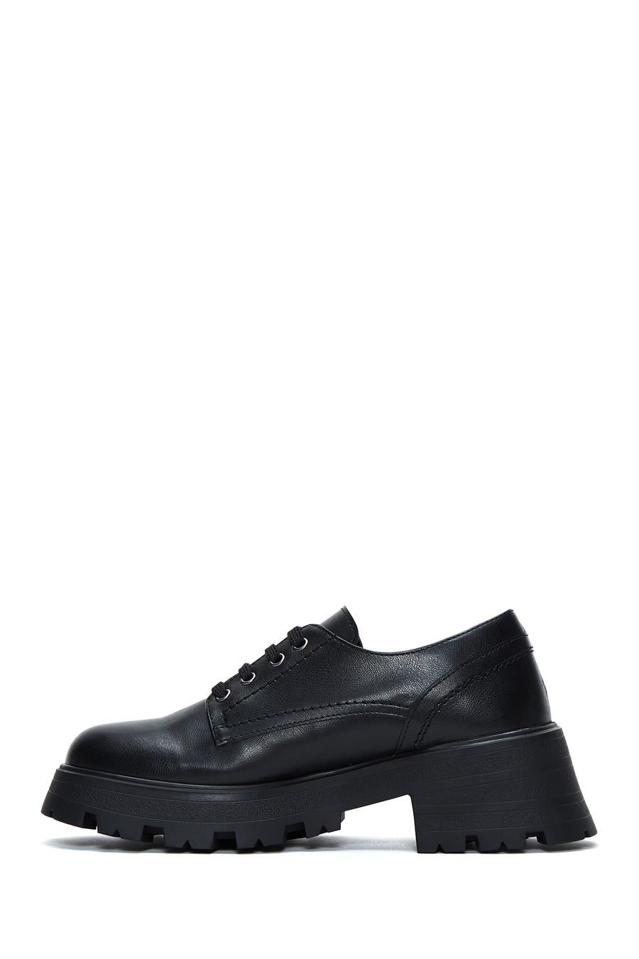 Women's Black Thick Soled Masculine Shoes