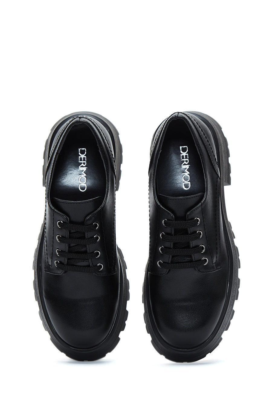 Women's Black Thick Soled Masculine Shoes