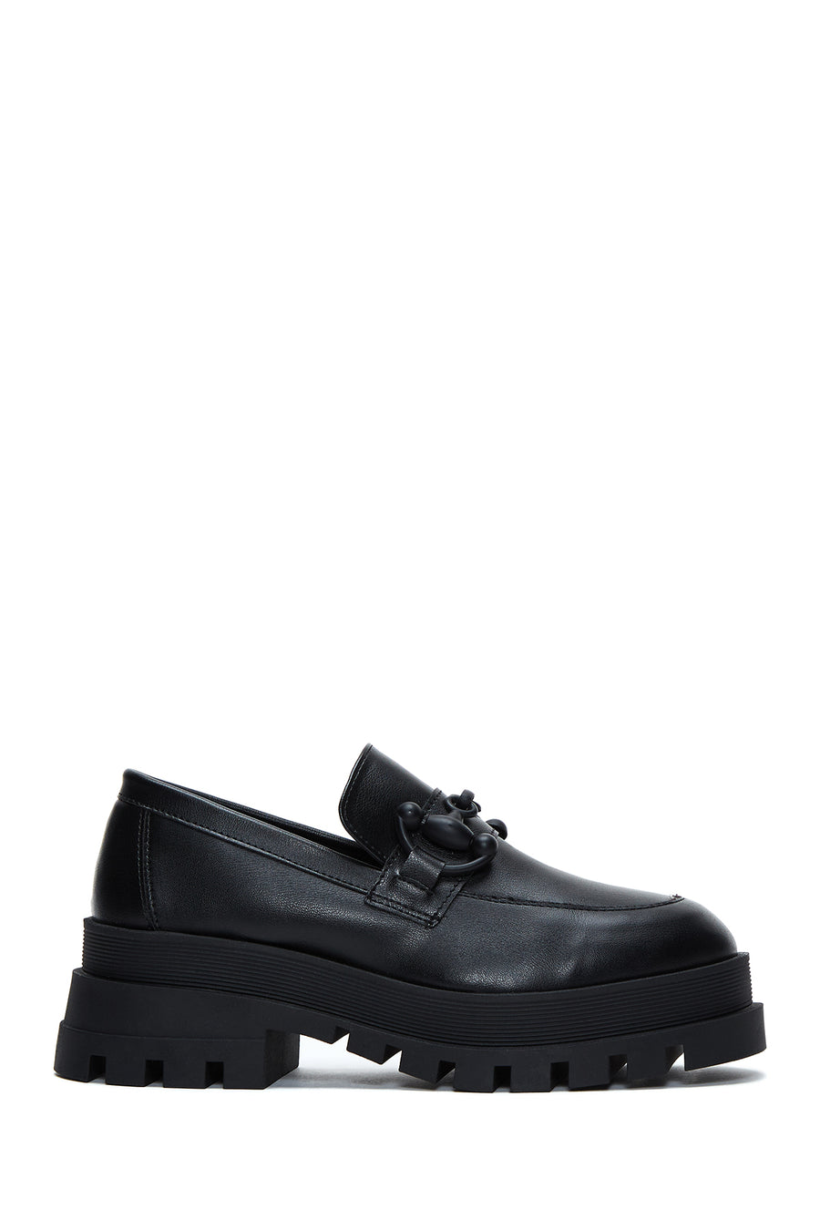 Kadın Siyah Kalın Tabanlı Maskülen Loafer 22WFE402118 | Derimod