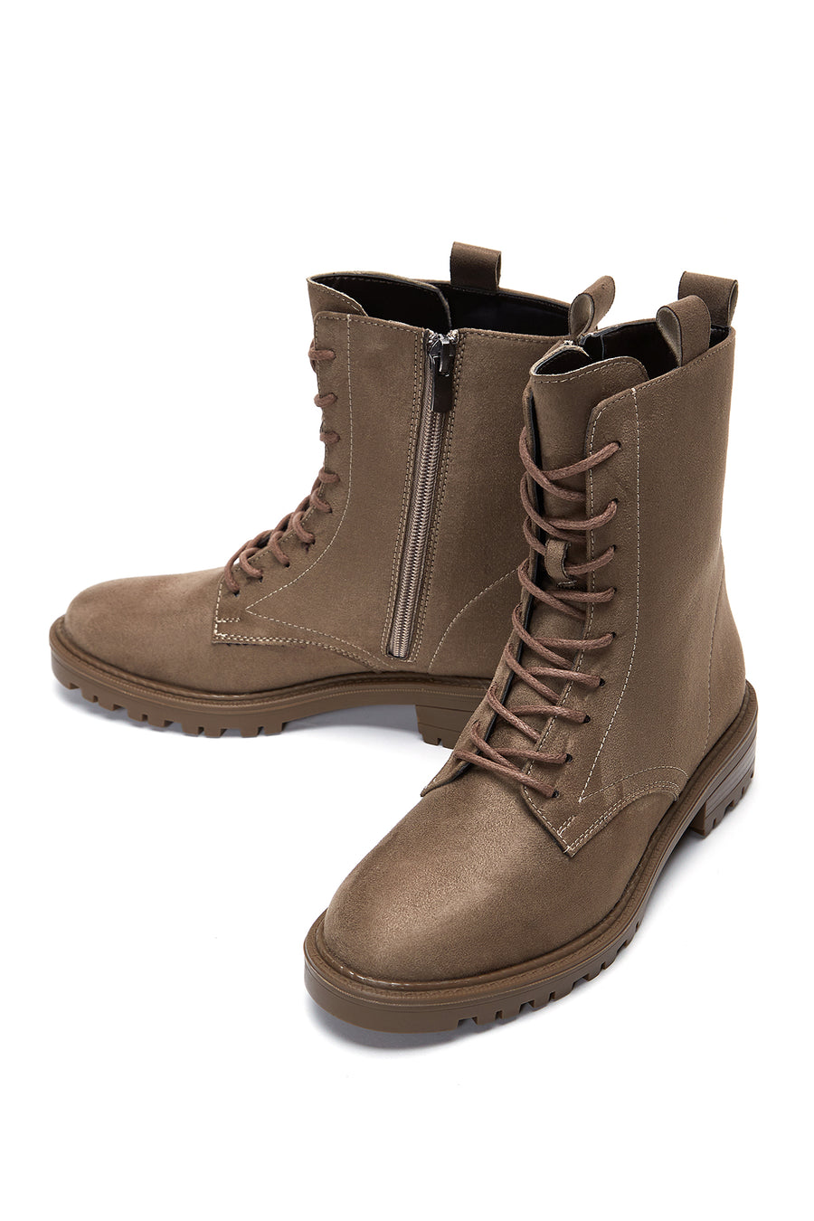 Women's Mink Zippered Boots Flat Leather Boots