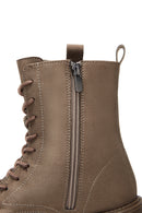Women's Mink Zippered Boots Flat Leather Boots | Derimod