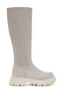Women's Beige Zippered Thick Soled Boots | Derimod