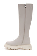 Women's Beige Zippered Thick Soled Boots | Derimod