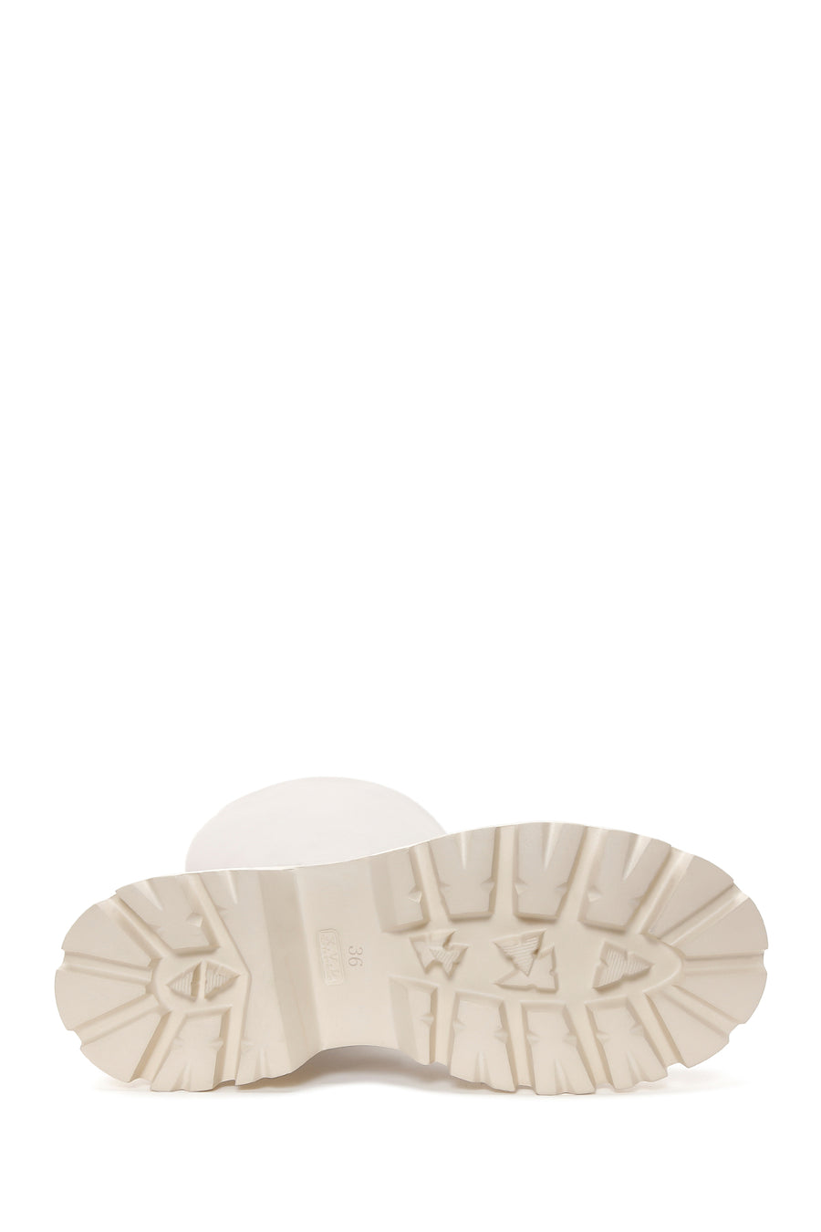 Women's Beige Zippered Thick Soled Boots