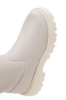 Women's Beige Zippered Thick Soled Boots | Derimod