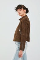 Laura Women's Brown Suede Leather Jacket | Derimod