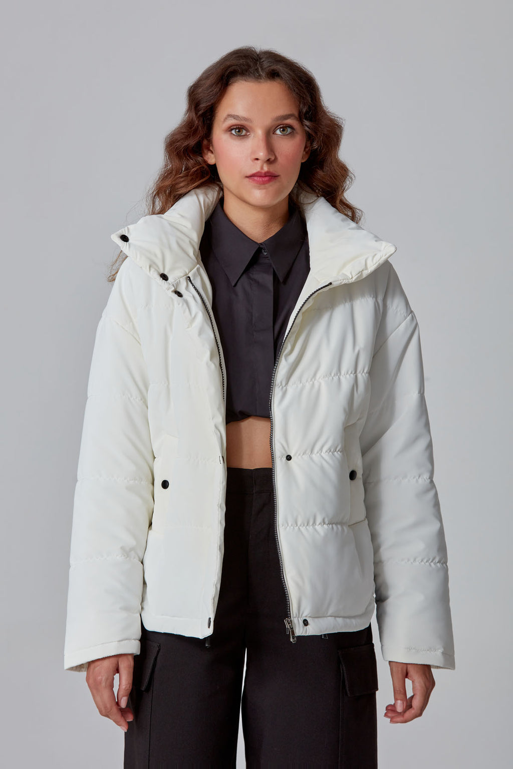 Quebec Kadın Beyaz Softwear Mont