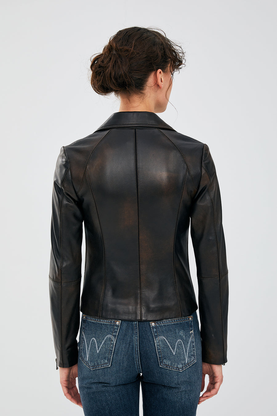 Olivia Women's Black Stretch-Fit Leather Jacket