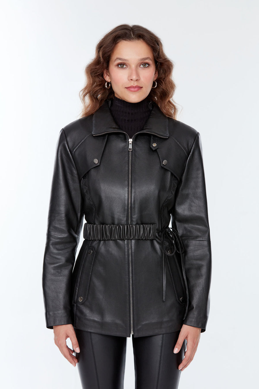 Paloma Women's Black Long Leather Jacket