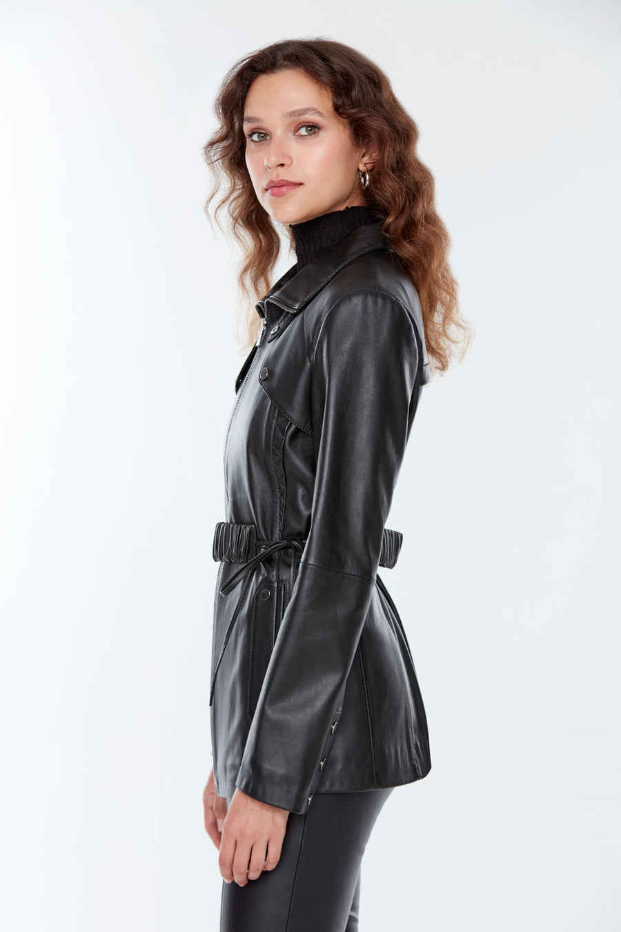 Paloma Women's Black Long Leather Jacket