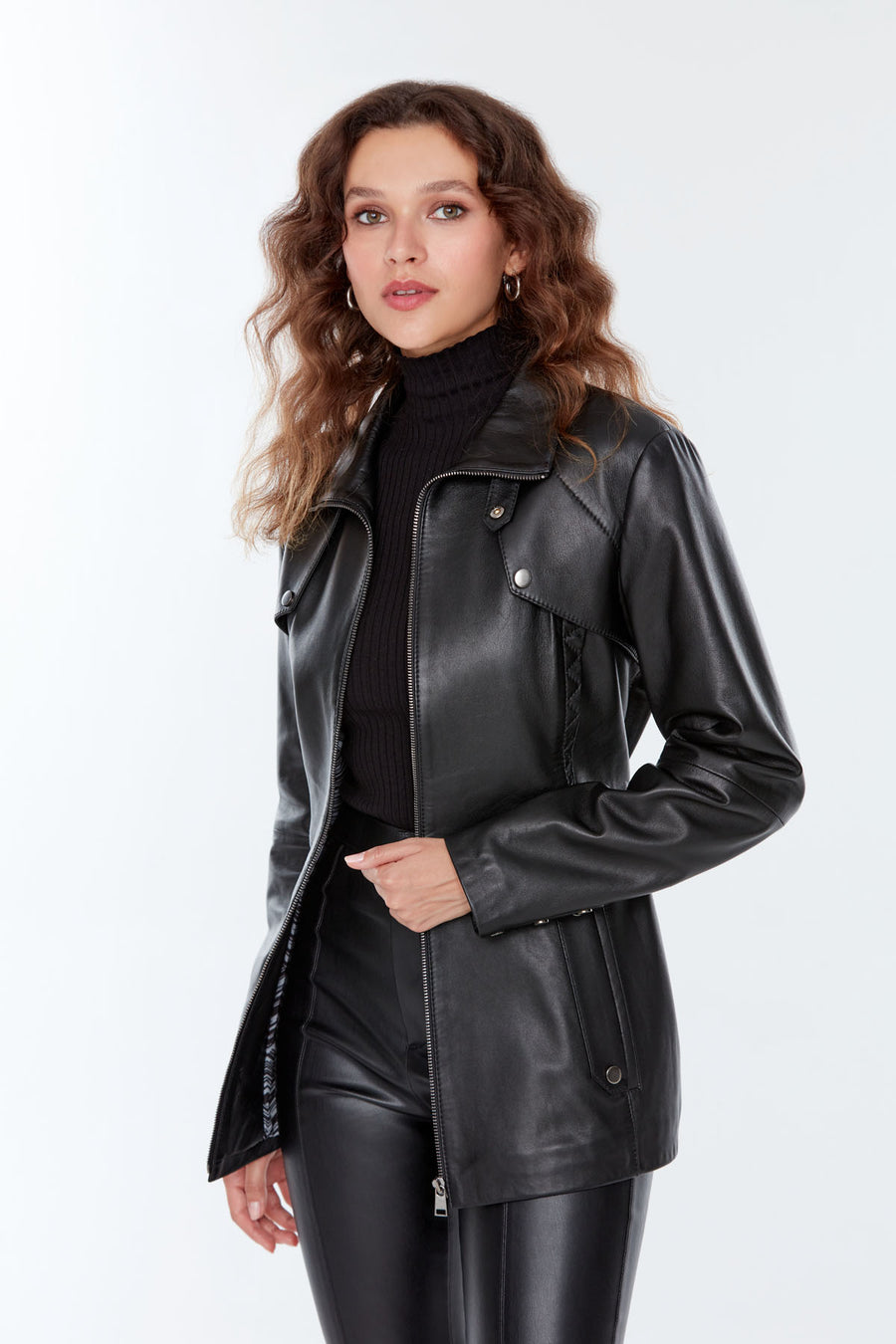 Paloma Women's Black Long Leather Jacket